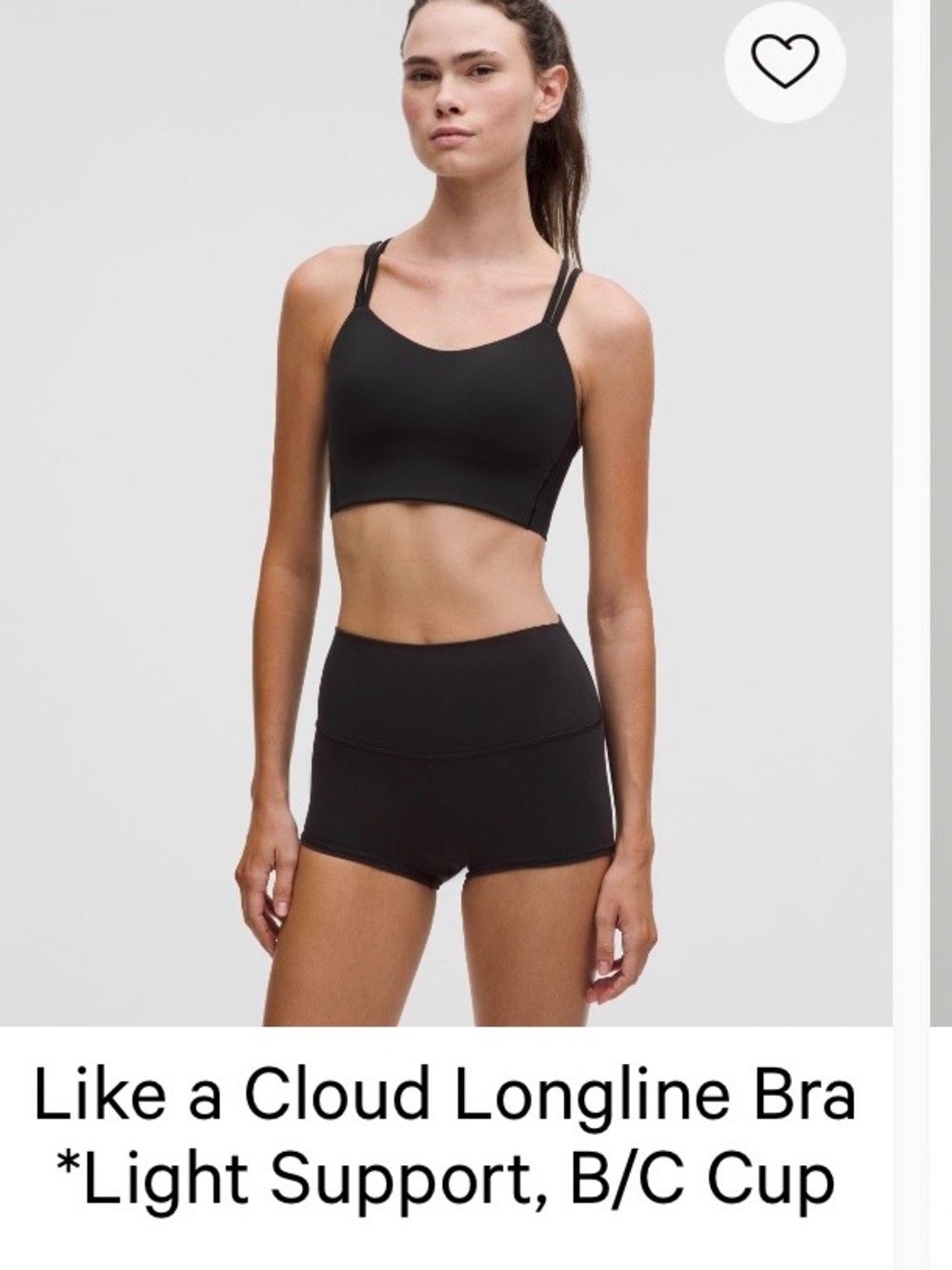 Lululemon like a cloud long line bra size 4 black